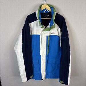 Tenson Colorblock Ski Jacket XXL Blue White Green MPC Waterproof Windproof